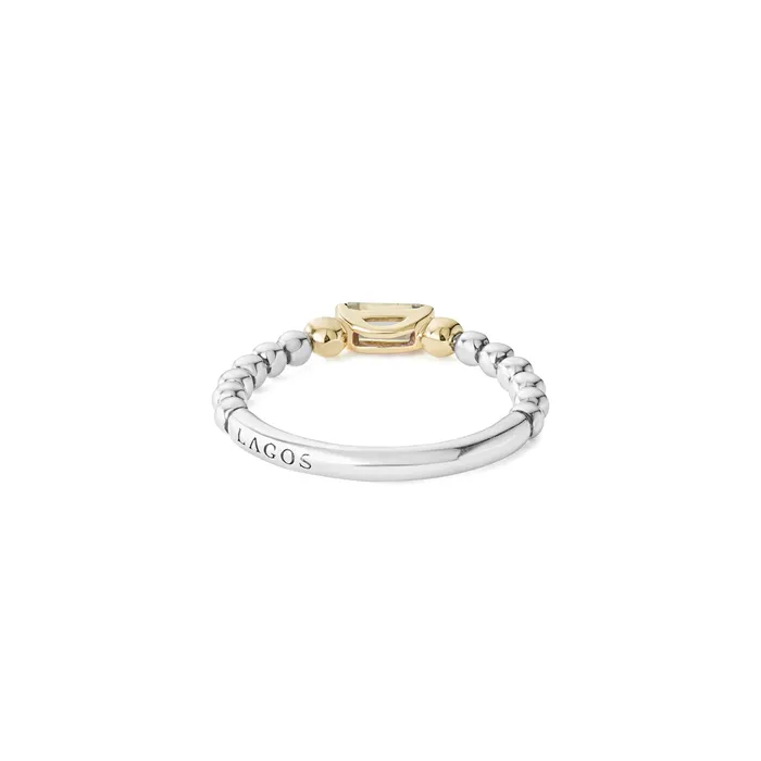 Caviar Color White Topaz Stacking Ring with Diamonds Lagos Rings Caviar Color White Topaz Stacking Ring with Diamonds Lagos Rings