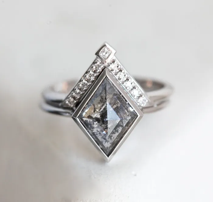 Jocelyn Salt Pepper Kite Diamond Ring Set Capucinne Rings