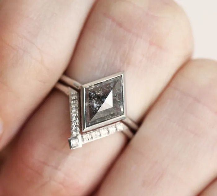 Jocelyn Salt Pepper Kite Diamond Ring Set Capucinne Rings