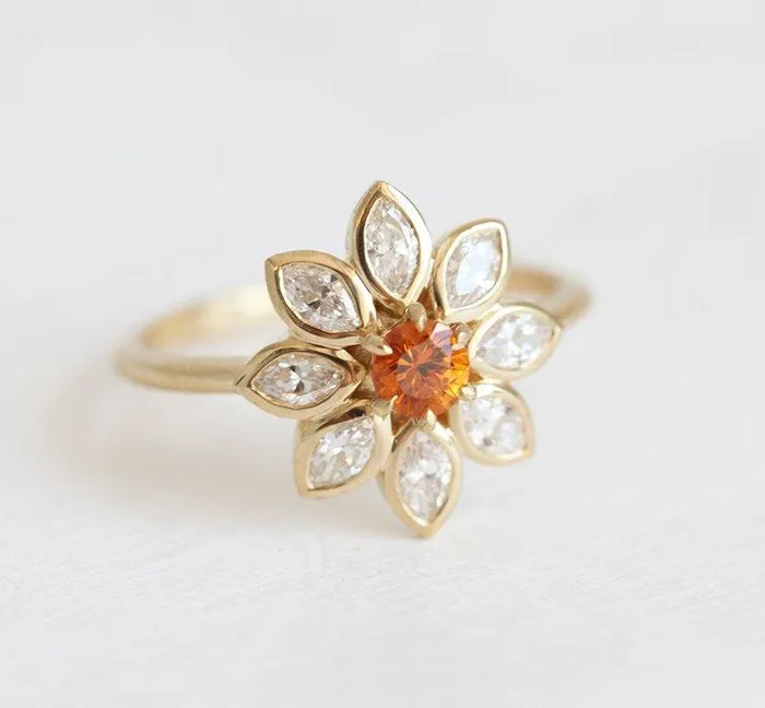 Katy Round Sapphire Diamond Ring Capucinne Rings