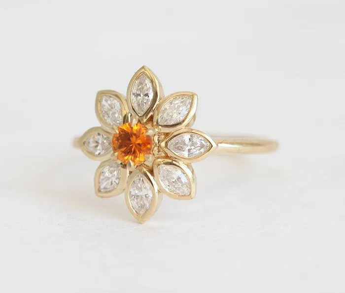 Katy Round Sapphire Diamond Ring Capucinne Rings