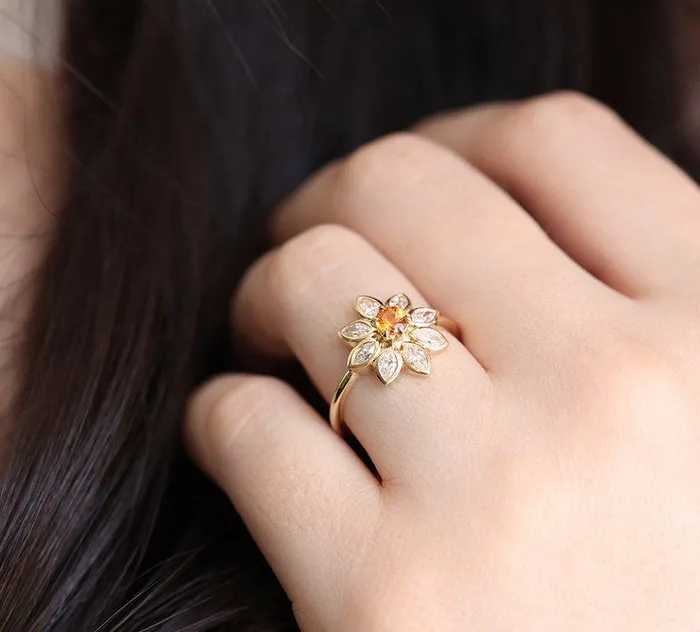 Katy Round Sapphire Diamond Ring Capucinne Rings