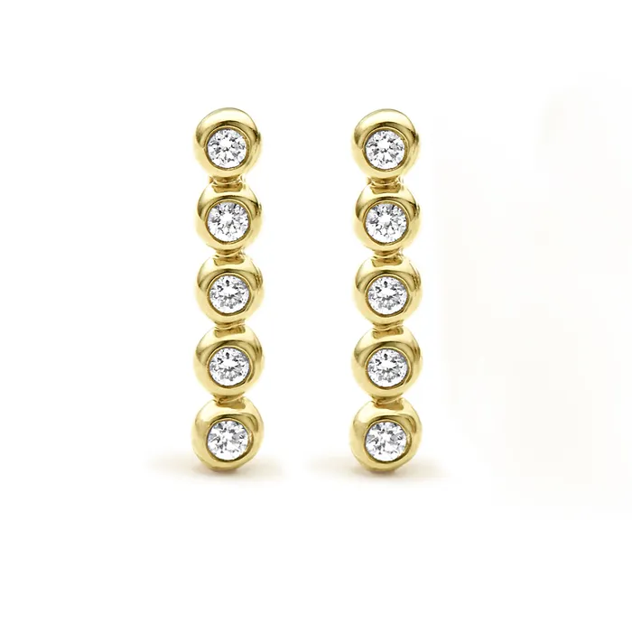 LAGOS Earrings KSL 18K Gold Diamond Bar Stud Earrings