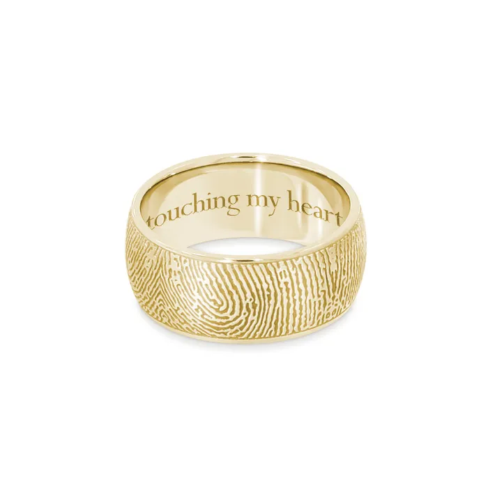 Legacy Touch Rings 14k Yellow Gold 8mm Half Round Fingerprint Ring
