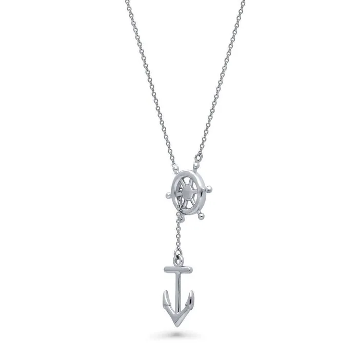 Necklaces Anchor Helm Lariat Necklace in Sterling Silver BERRICLE