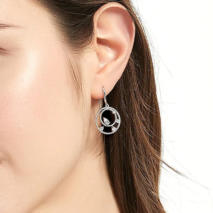 Open Circle Cable CZ Fish Hook Earrings in Sterling Silver BERRICLE Earrings