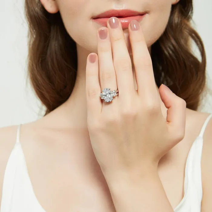 Rings 3Stone 55ct Oval CZ Ring Set in Sterling Silver BERRICLE
