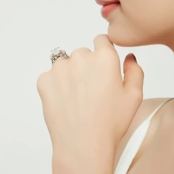 Rings 3Stone 55ct Oval CZ Ring Set in Sterling Silver BERRICLE