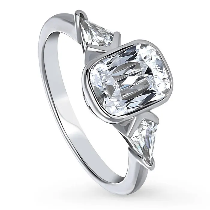 Rings BERRICLE 3Stone 17ct Radiant CZ Ring in Sterling Silver