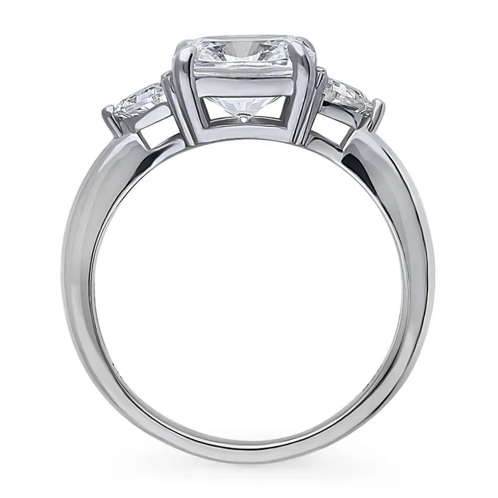 Rings BERRICLE 3Stone 3ct Cushion CZ Ring in Sterling Silver