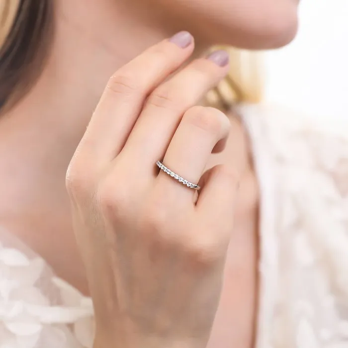 Rings BERRICLE 3Stone EastWest Emerald Cut CZ Ring Set in Sterling Silver