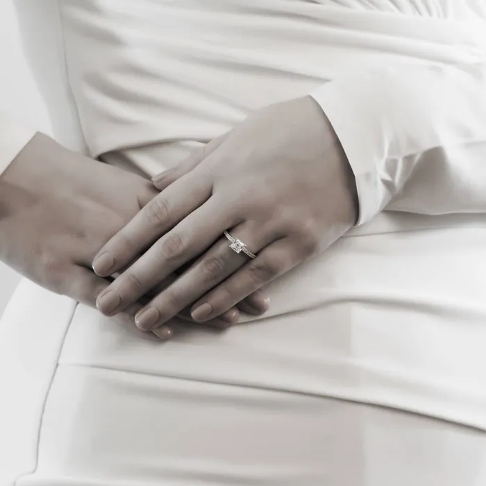 Rings BERRICLE Solitaire 1ct Princess CZ Ring Set in Sterling Silver