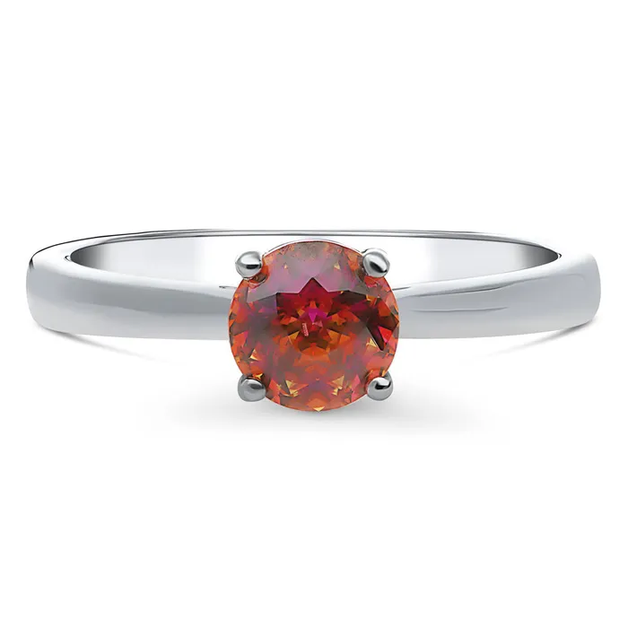 Rings BERRICLE Solitaire Kaleidoscope Red Orange CZ Ring in Sterling Silver Rings BERRICLE Solitaire Kaleidoscope Red Orange CZ Ring in Sterling Silver