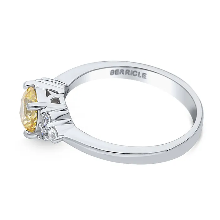 Rings BERRICLE Solitaire Yellow CZ Ring in Sterling Silver 08ct