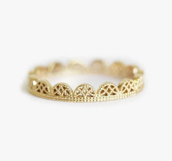 Rings Capucinne Dainty Gold Lace Filigree Wedding Ring