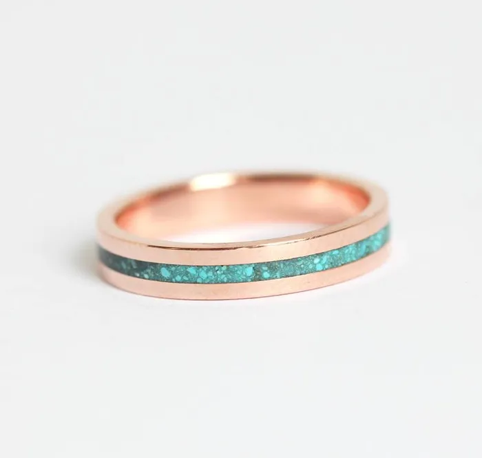 Rings capucinne Lee Turquoise Ring Unisex Wedding Band