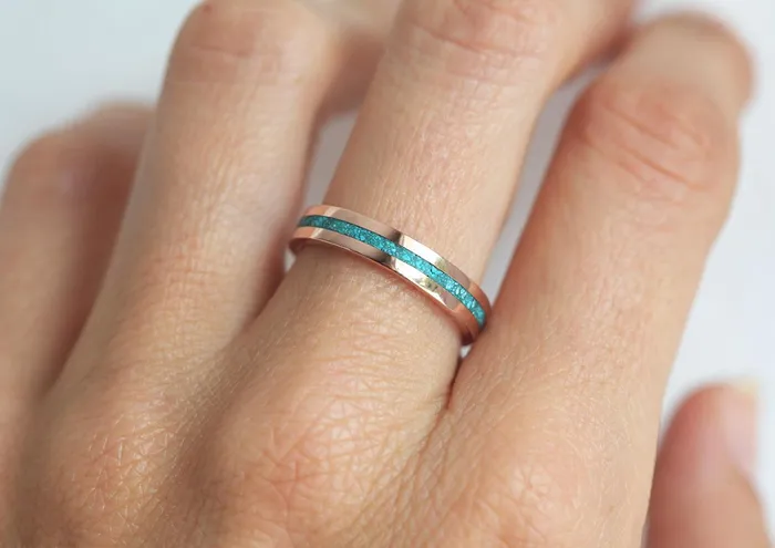 Rings capucinne Lee Turquoise Ring Unisex Wedding Band