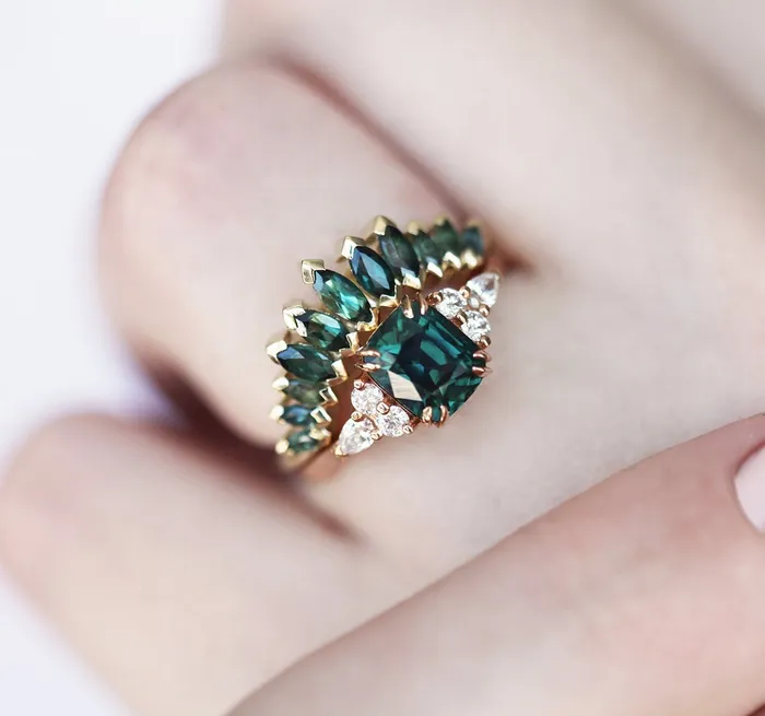 Rings Caroline Sapphire Diamond Ring Set Capucinne