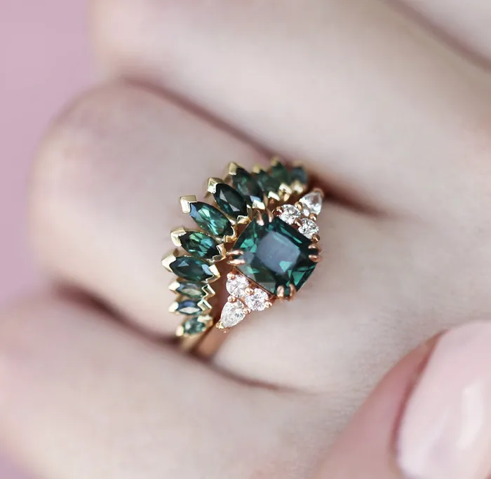 Rings Caroline Sapphire Diamond Ring Set Capucinne