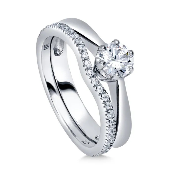 Rings Solitaire Wishbone 045ct CZ Ring Set in Sterling Silver BERRICLE
