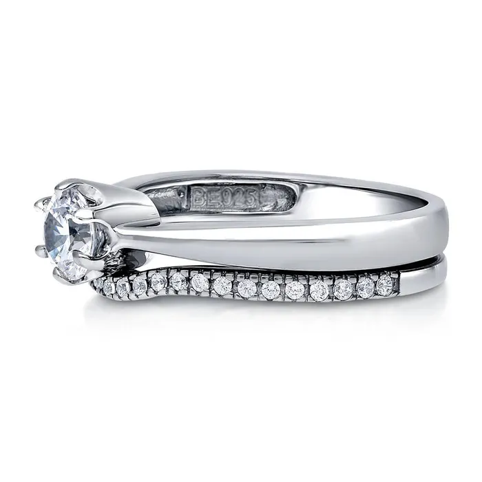 Rings Solitaire Wishbone 045ct CZ Ring Set in Sterling Silver BERRICLE