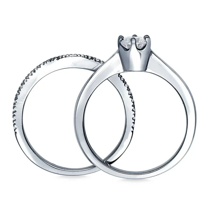 Rings Solitaire Wishbone 045ct CZ Ring Set in Sterling Silver BERRICLE
