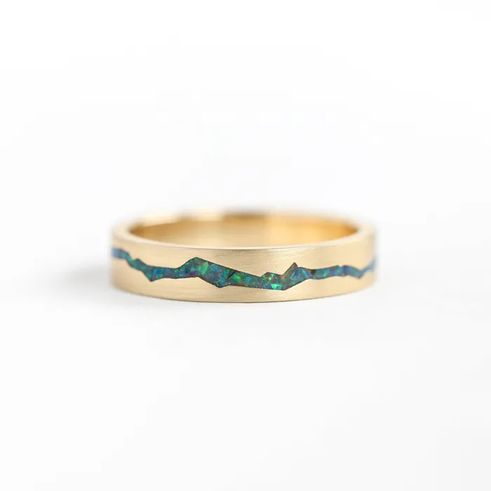 Rowan Black Opal Mountain Inlay Band Capucinne Rings