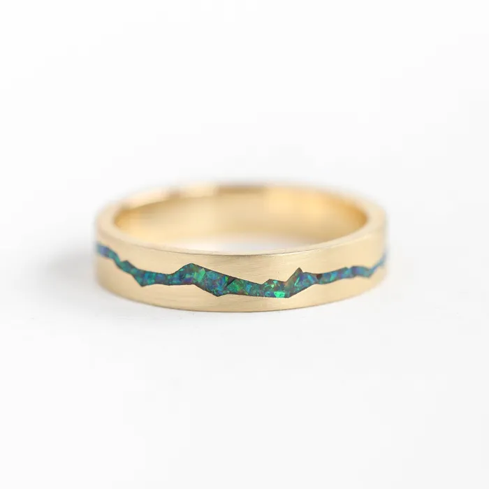 Rowan Black Opal Mountain Inlay Band Capucinne Rings