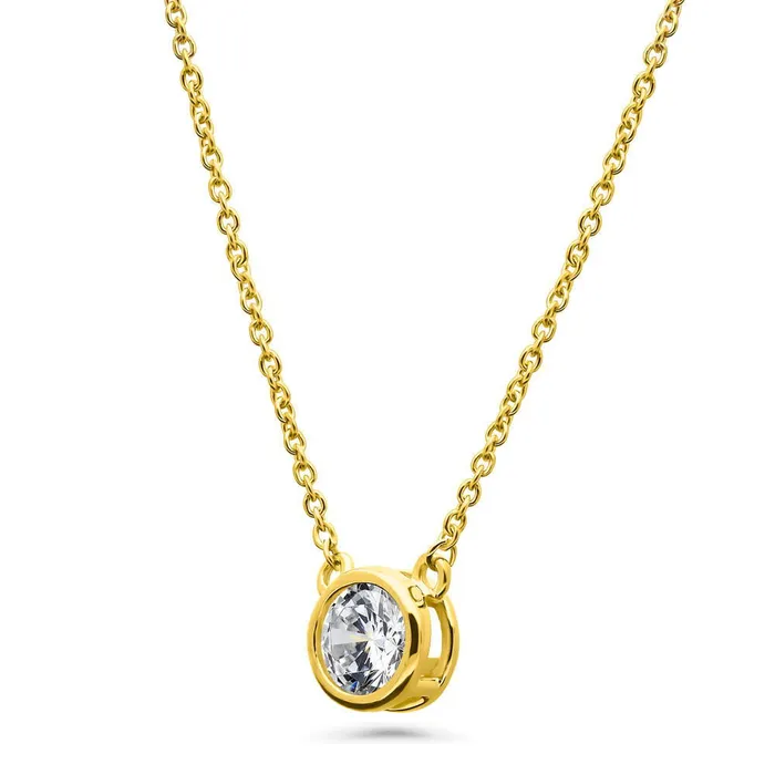 Solitaire 135ct Bezel CZ Necklace in Sterling Silver 3 Piece BERRICLE Necklaces