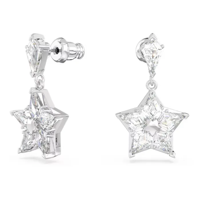 Swarovski Stella Drop Earrings Kite Cut Star White Rhodium Plated Swarovski Earrings