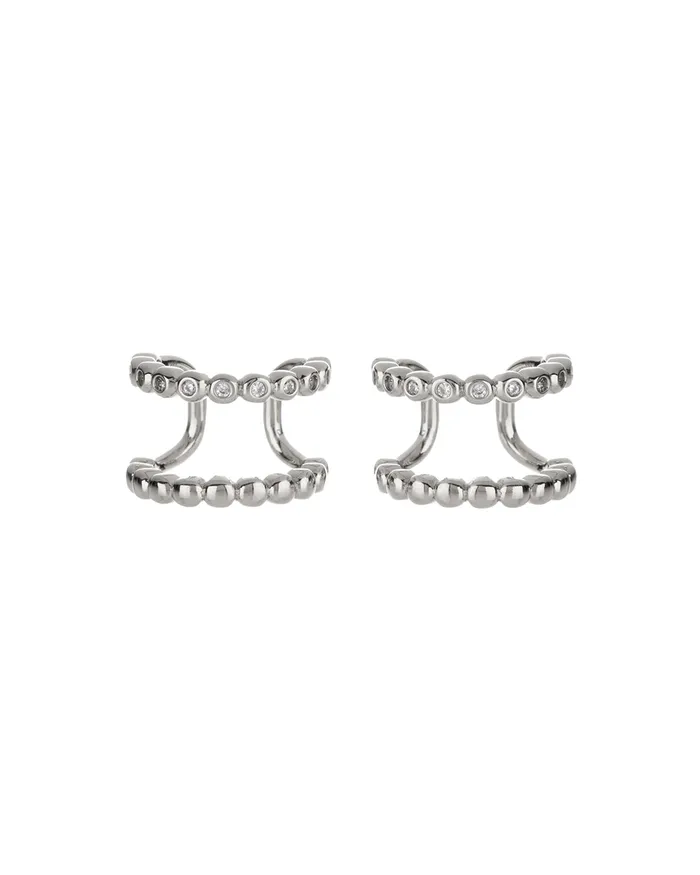 Beaded Diamonte Ear Cuff Silver Luv Aj Earrings Beaded Diamonte Ear Cuff Silver Luv Aj Earrings