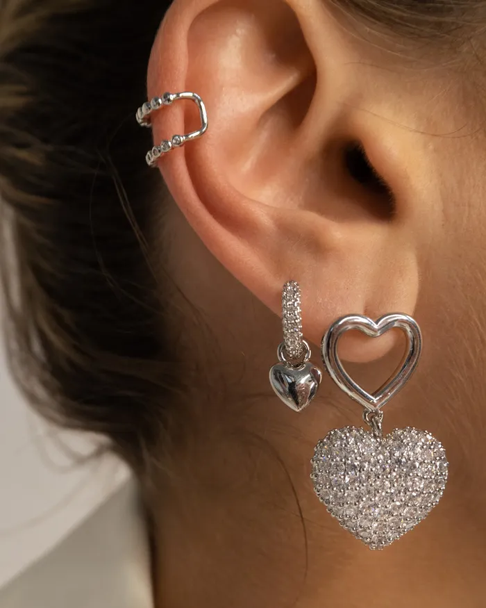 Beaded Diamonte Ear Cuff Silver Luv Aj Earrings Beaded Diamonte Ear Cuff Silver Luv Aj Earrings