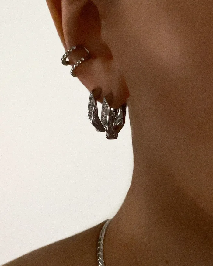 Beaded Diamonte Ear Cuff Silver Luv Aj Earrings Beaded Diamonte Ear Cuff Silver Luv Aj Earrings