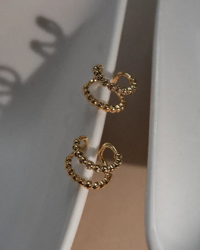 Beaded Diamonte Ear Cuff Silver Luv Aj Earrings Beaded Diamonte Ear Cuff Silver Luv Aj Earrings