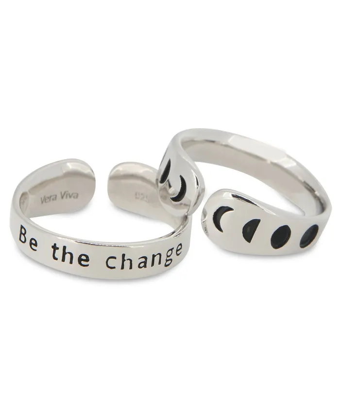 Buddha Groove Rings Be The Change Moon Phase Adjustable Inspirational Sterling Silver Ring