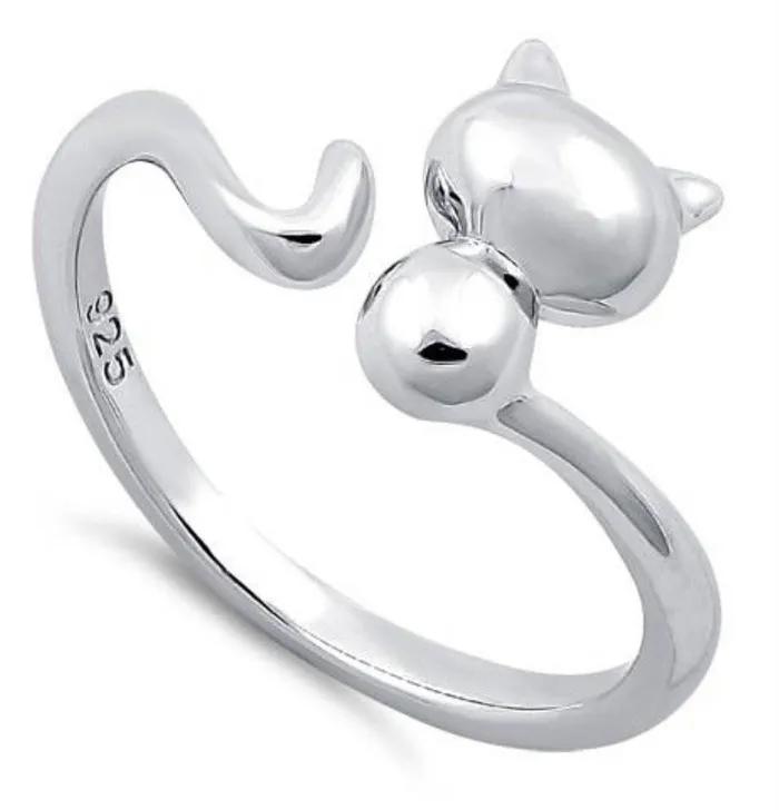 Captive Collars Rings Kitten wrap Sterling Silver Ring