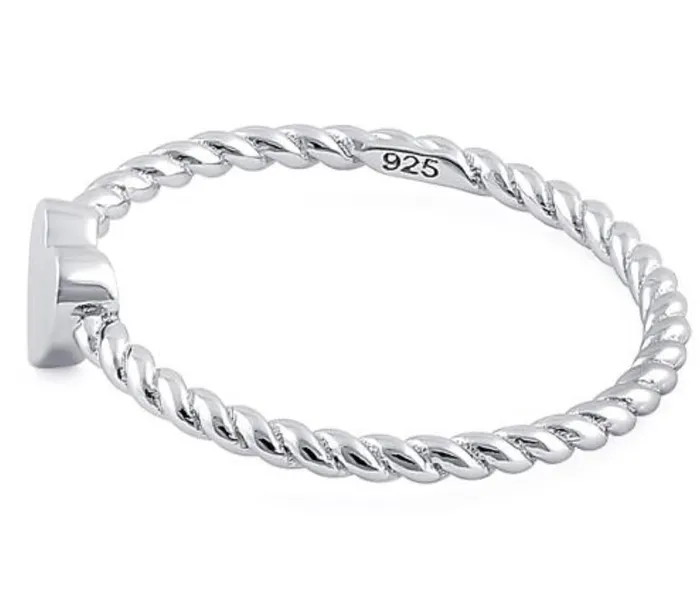 Captive Collars Rope Heart 925 Sterling Silver Ring Rings