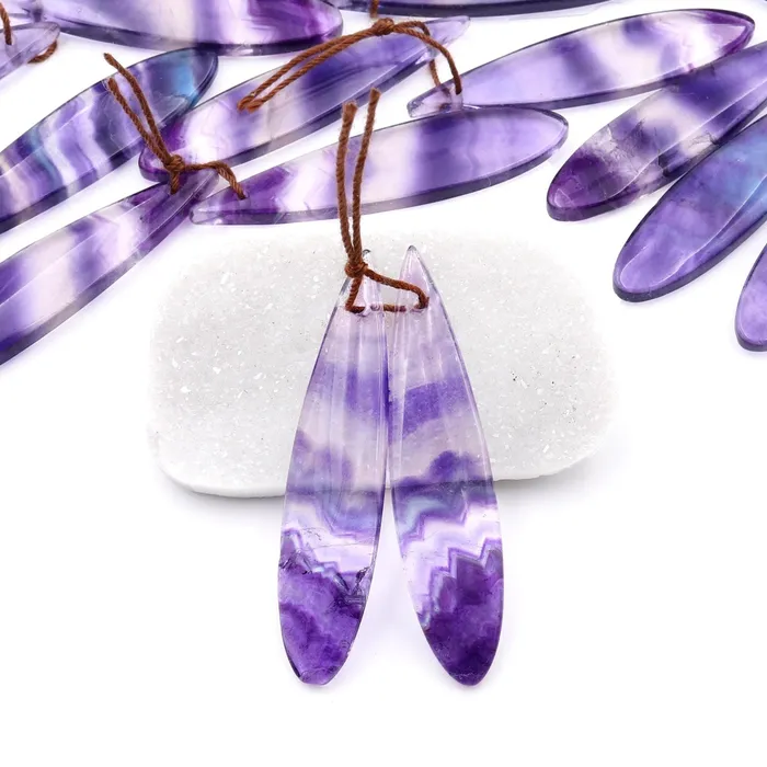Earrings Intrinsic Trading Natural Purple Fluorite Teardrop Earring Pair Drilled Gemstone Matched Beads A2 Earrings Intrinsic Trading Natural Purple Fluorite Teardrop Earring Pair Drilled Gemstone Matched Beads A2