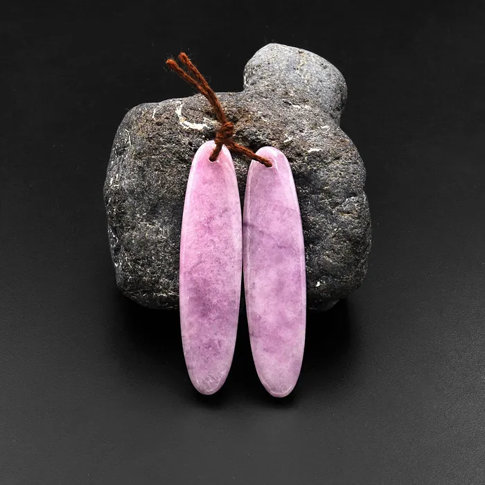 Earrings Intrinsic Trading Natural Purple Lepidolite Oval Earring Pair Matched Gemstone Pair