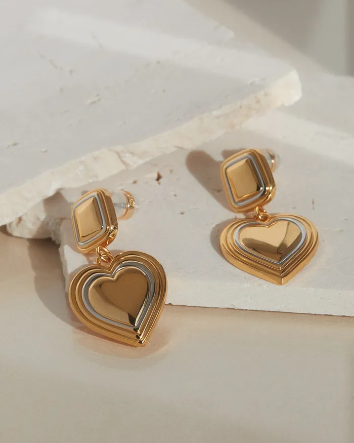 Earrings Luv Aj TwoTone Heart Earrings Earrings Luv Aj TwoTone Heart Earrings