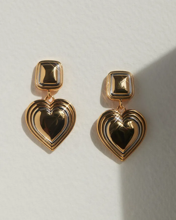 Earrings Luv Aj TwoTone Heart Earrings Earrings Luv Aj TwoTone Heart Earrings