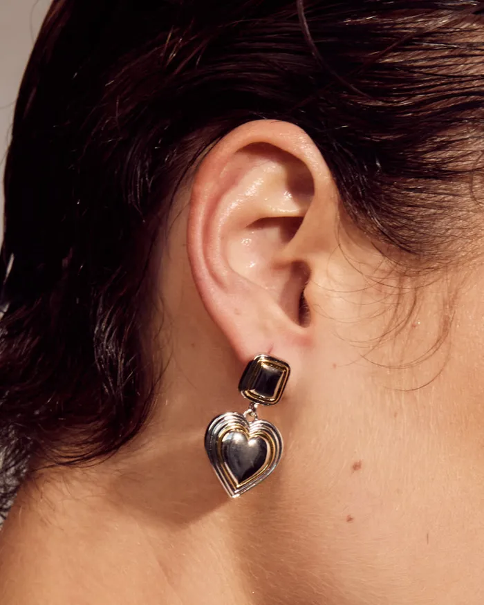 Earrings Luv Aj TwoTone Heart Earrings Earrings Luv Aj TwoTone Heart Earrings