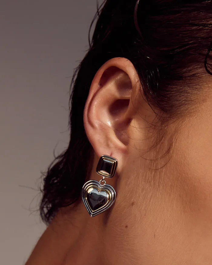 Earrings Luv Aj TwoTone Heart Earrings Earrings Luv Aj TwoTone Heart Earrings