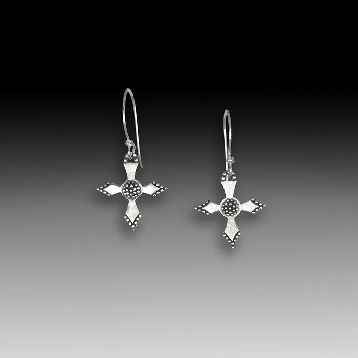 Earrings Q EVON Vintage Q Granulated Cross Earrings