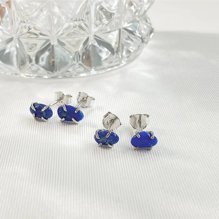 Earrings Raw Lapis Lazuli Stud Earrings LOULOUROSE