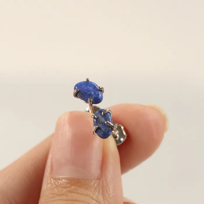 Earrings Raw Lapis Lazuli Stud Earrings LOULOUROSE