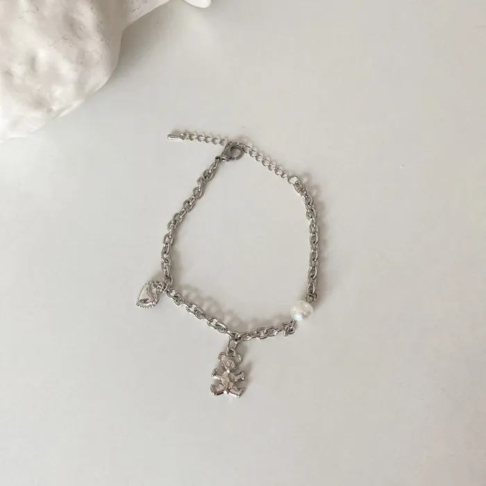 Gold Chain Bracelet with Teddy Bear Charm Refined by AnnaKaci Bracelets Gold Chain Bracelet with Teddy Bear Charm Refined by AnnaKaci Bracelets