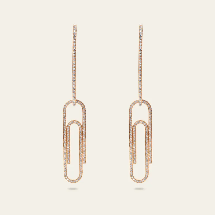 Hand crafted in 18k rose gold and 1026 high quality diamonds Earrings Office Supplies Diamond Earrings Hand crafted in 18k rose gold and 1026 high quality diamonds Earrings Office Supplies Diamond Earrings