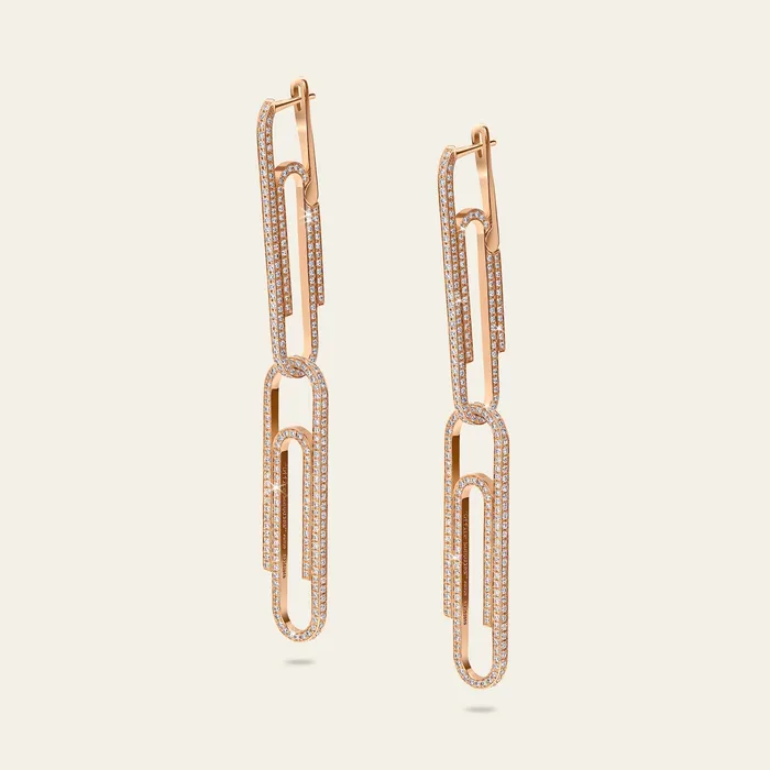 Hand crafted in 18k rose gold and 1026 high quality diamonds Earrings Office Supplies Diamond Earrings