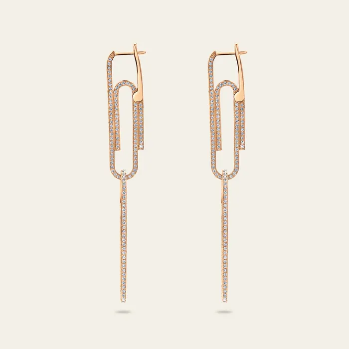 Hand crafted in 18k rose gold and 1026 high quality diamonds Earrings Office Supplies Diamond Earrings